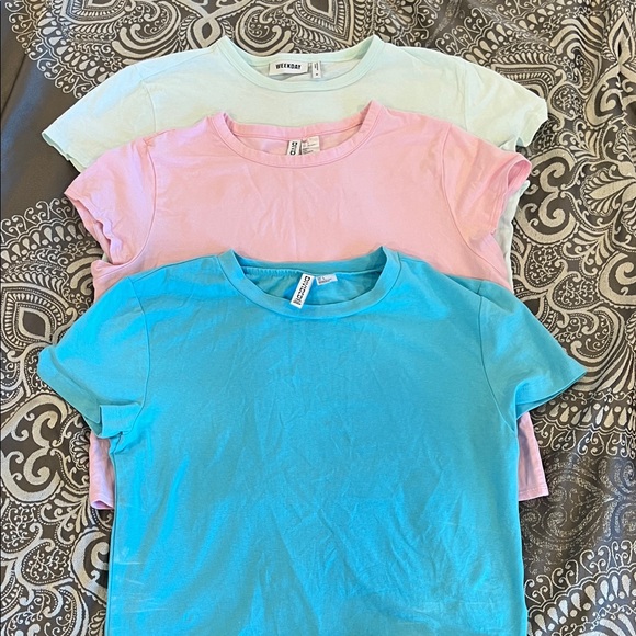 Cropped T-Shirt Trio - Blue, Pink, Mint - Picture 1 of 13